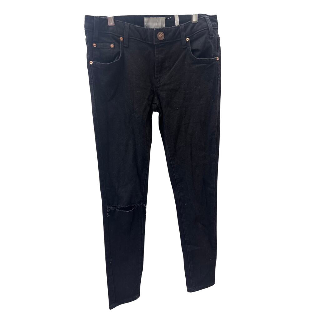 NWT One Teaspoon Sz 26 Black Low Waist Freebird II Ripped Knee Skinny Jeans